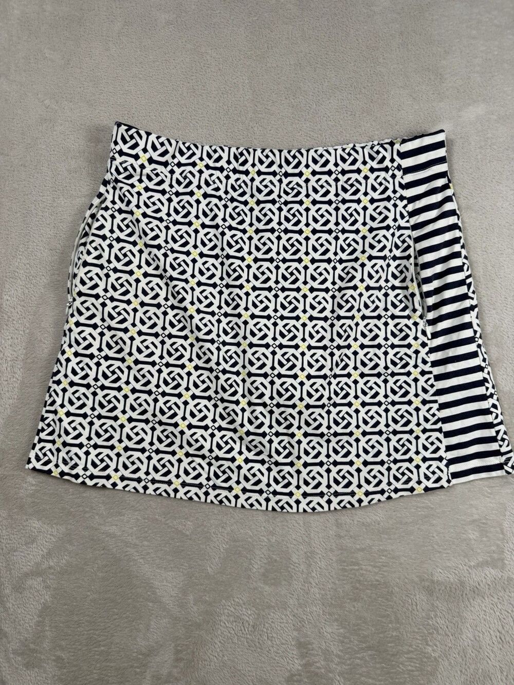 J McLaughlin Catalina Cloth Pullon Skort Skirt Size M Blue White Pockets